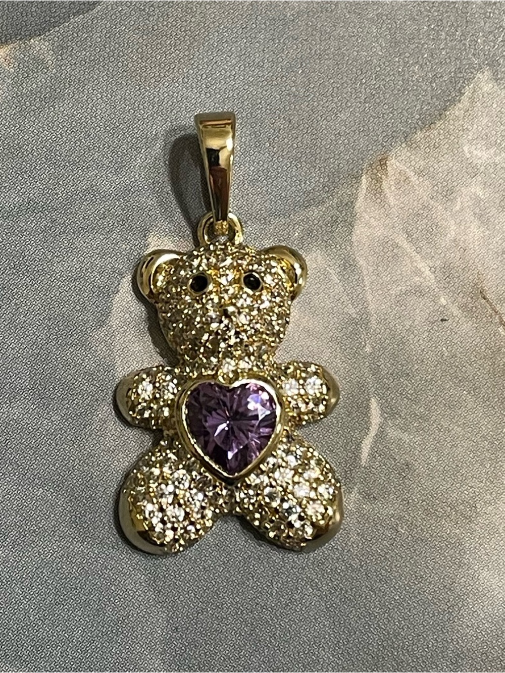 Teddy Bear Pendant - Birthstone Purple